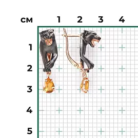 Серьги подвесные 02-5297-00-206-1110 золото Пантера_3
